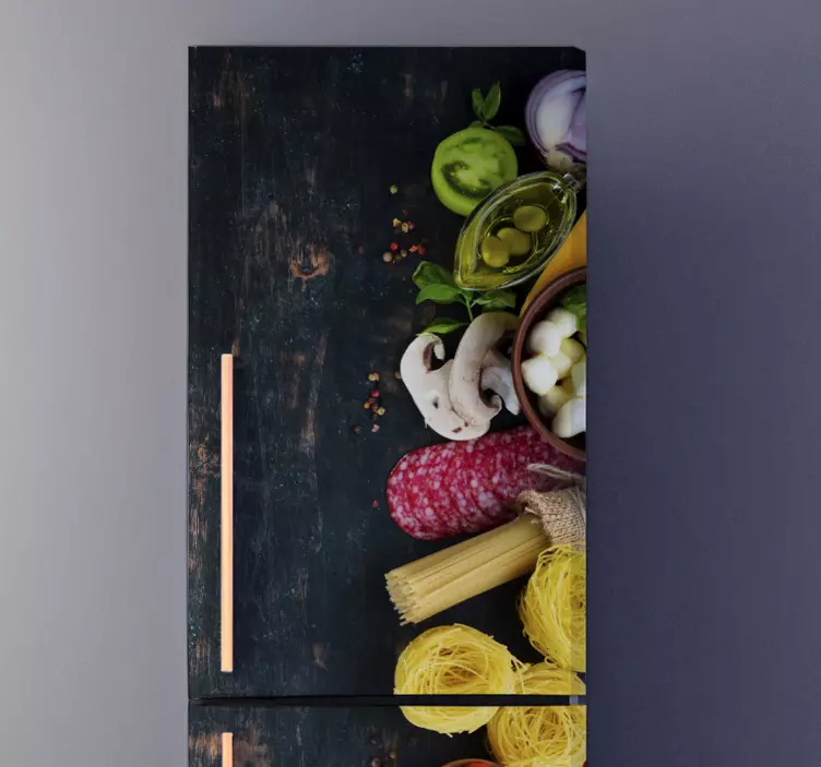 Autocolante frigorifice vinil pe mâncare pe lemn - TenStickers