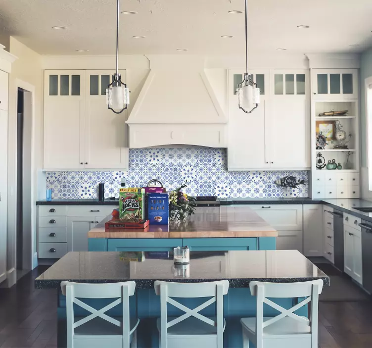 Autocolant de vinil de faianță albastru - TenStickers