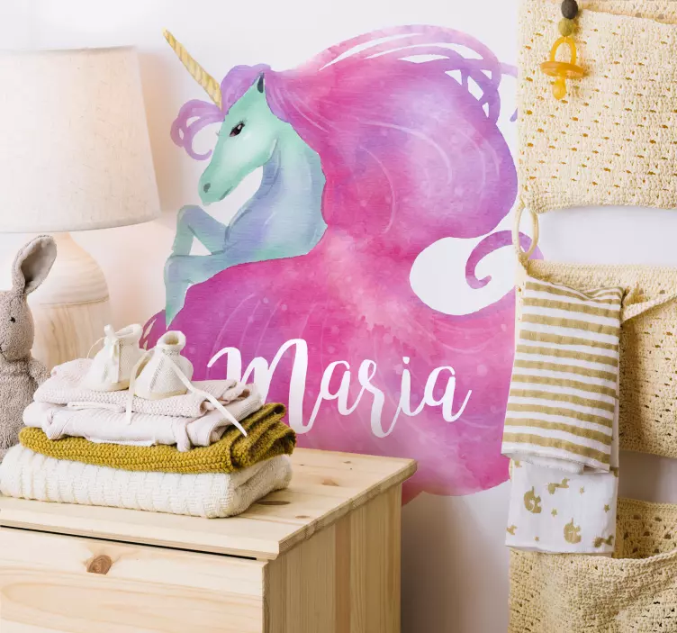Personalizabil acuarelă unicorn fantezie decal - TenStickers