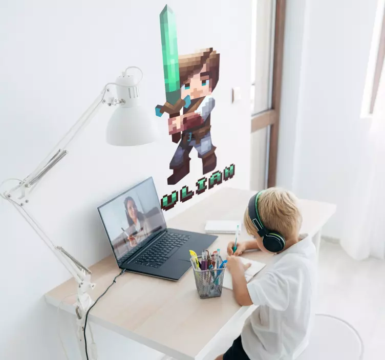Autocolante de perete pentru jocuri video personaj pixelat cu sab - TenStickers