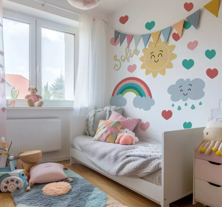 Ilustrații autocolante de perete răsărit fericit - TenStickers