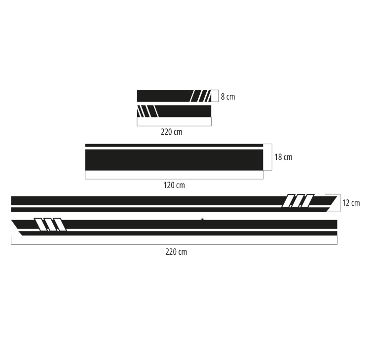 Autocolant pentru auto set 5 bucati dungi - TenStickers