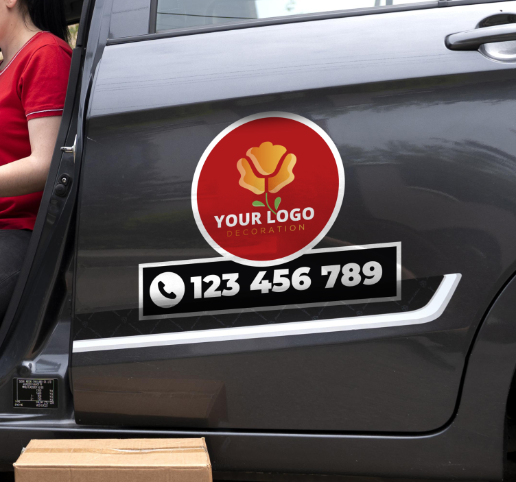 Autocolant pentru auto logo personalizat și număr de telefon - TenStickers