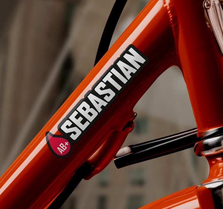 Autocolante biciclete steag cu nume grupa de sânge - TenStickers