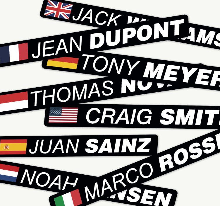 Autocolante biciclete bicicletă de șosea cu steag și nume - TenStickers