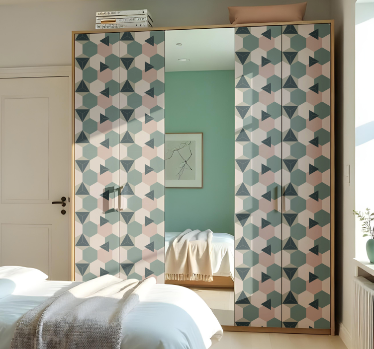 Etichete animale hexagoane roz și verzi - TenStickers