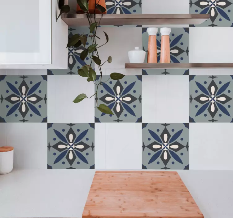 Autocolant pentru faianță model floral geometric - TenStickers