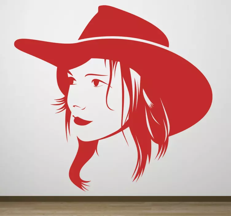 Etichete animale profil siluetă cowgirl - TenStickers
