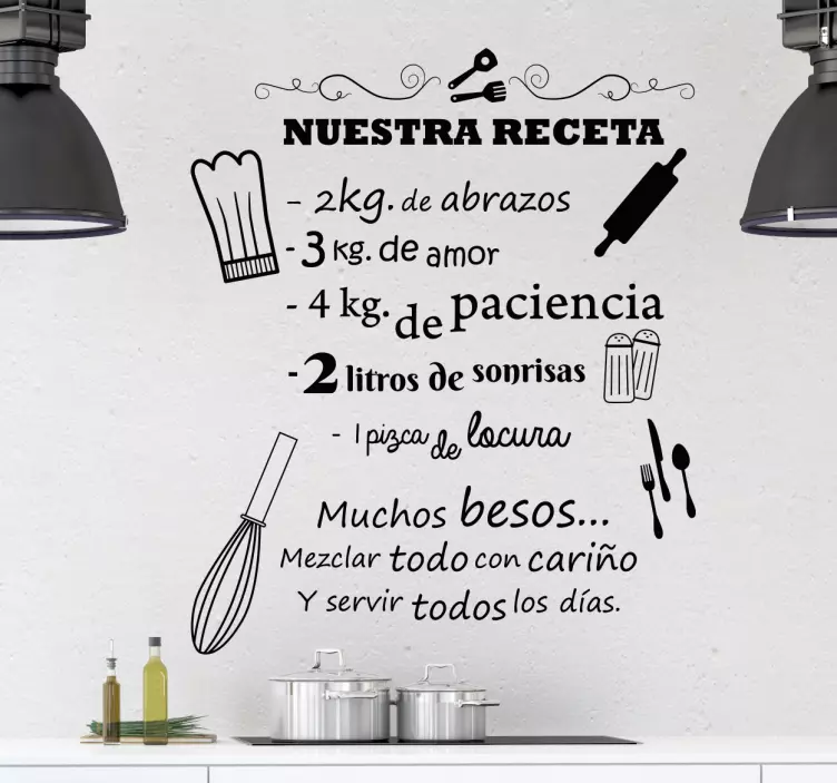 Etichete animale vinilos para cocinas nuestra receta - TenStickers