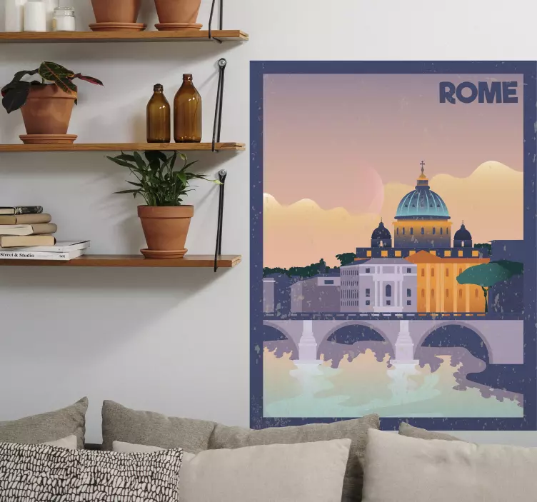 Afiș vintage italian cu decalcomanie țară roma - TenStickers