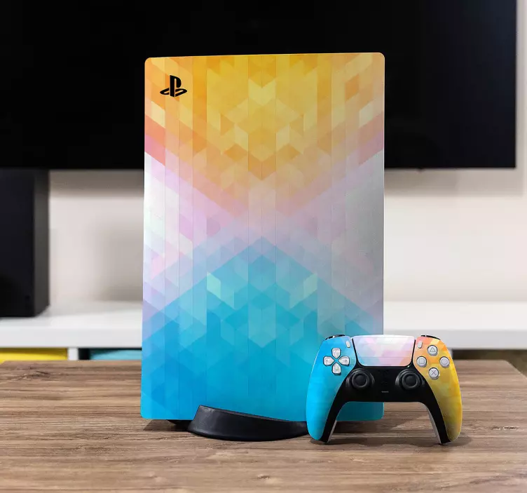 Autocolant ps5 pătrate albastre și galbene - TenStickers