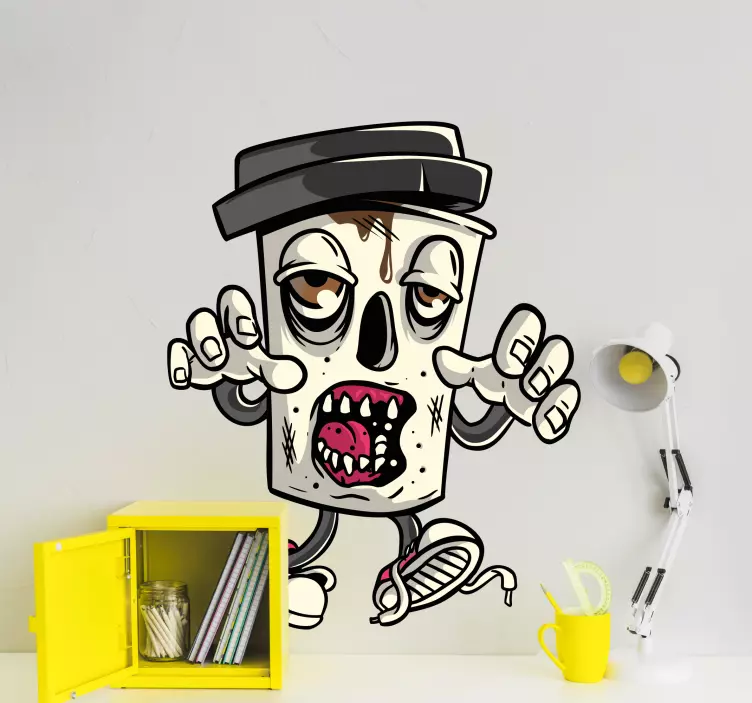 Autocolant Halloween ceașcă de cafea zombie - TenStickers