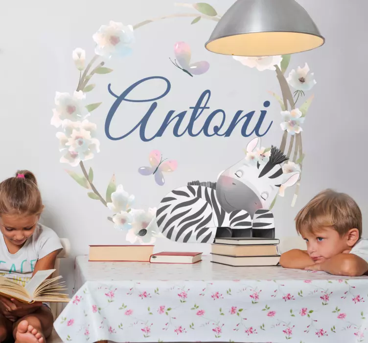 Animale drăguțe zebră cu autocolant de dormitor - TenStickers