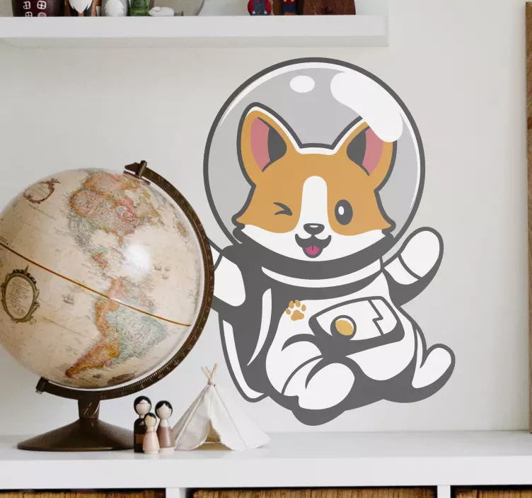 Autocolant anime corgi astronaut illustration - TenStickers
