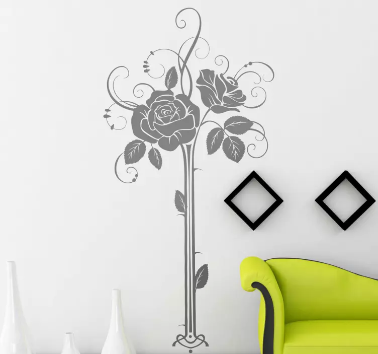 Art deco trandafiri decal - TenStickers