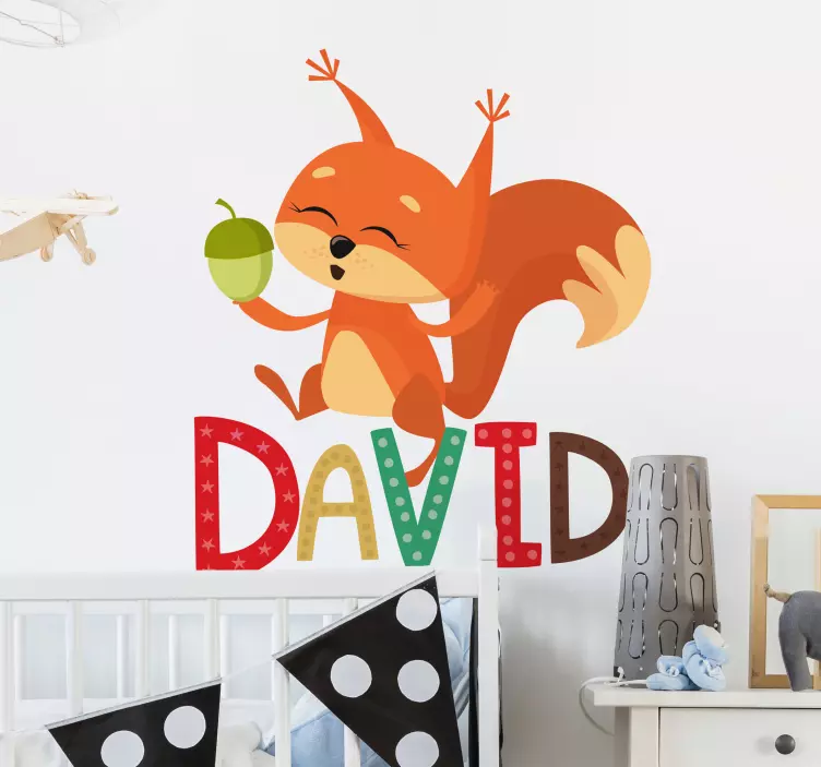 Autocolant ilustrare nume veveriță - TenStickers
