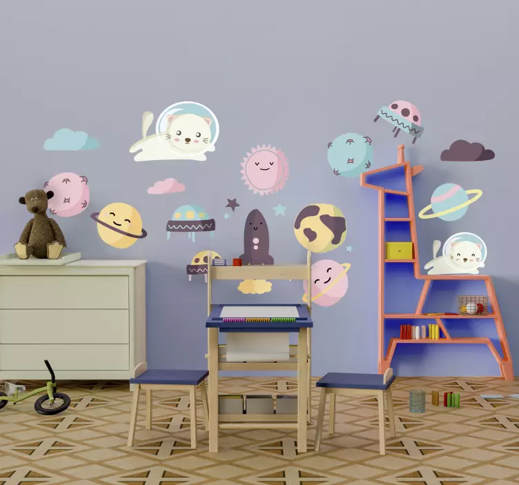 Astronauți în spațiu copii autocolant de perete - TenStickers