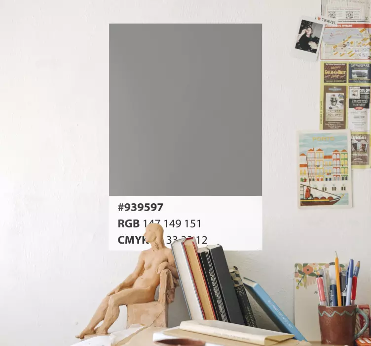Autocolant de perete abstract cod 2021 gri pantone - TenStickers
