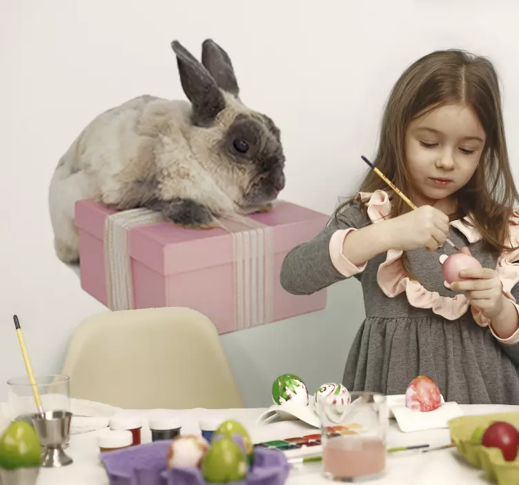 Autocolant animale iepuraș pe cadou - TenStickers