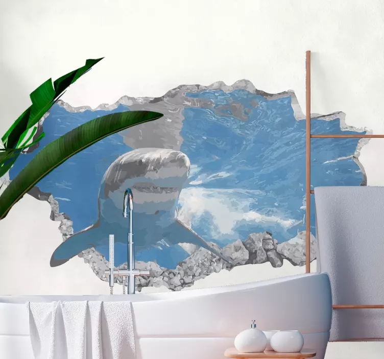 Autocolant animale sălbatice rechin la suprafață - TenStickers