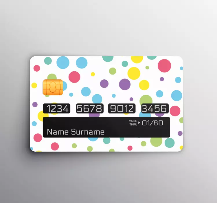 Autocolant colorat cu card de credit cu model de buline - TenStickers