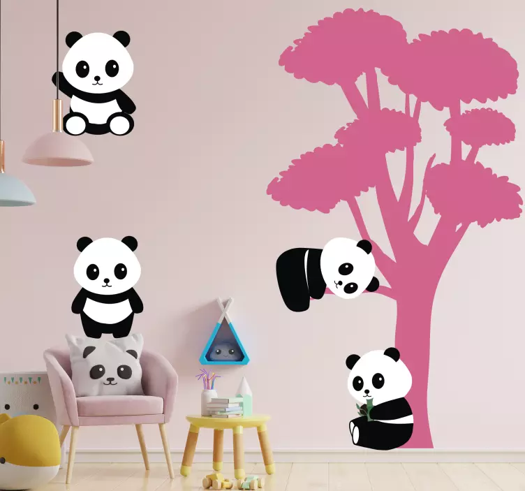 Autocolant copacul familiei panda - TenStickers