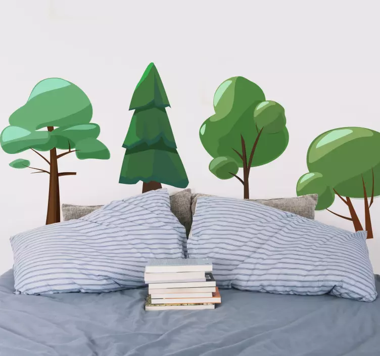 Patru copaci verzi autocolante de perete pentru sufragerie - TenStickers