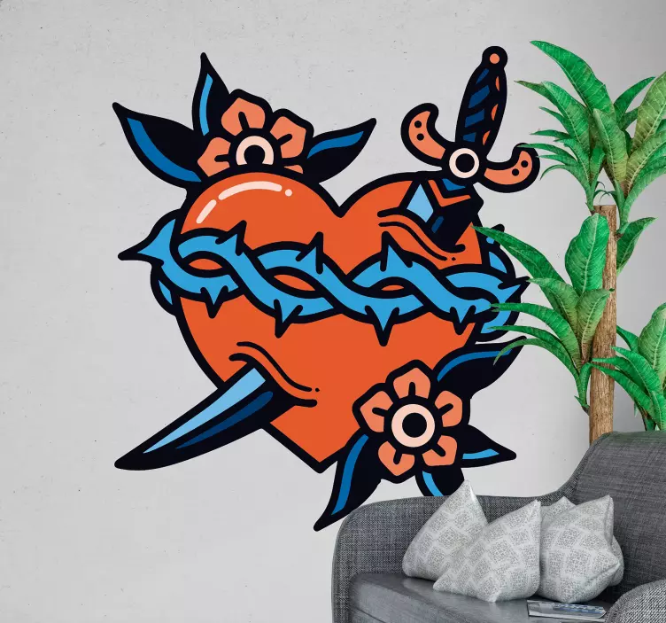 Autocolant cu dragoste inimă și lamă - TenStickers