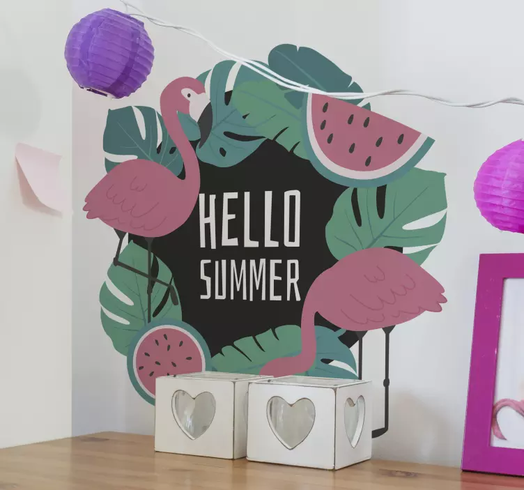 Autocolant cu natură design cu flamingo tropical - TenStickers