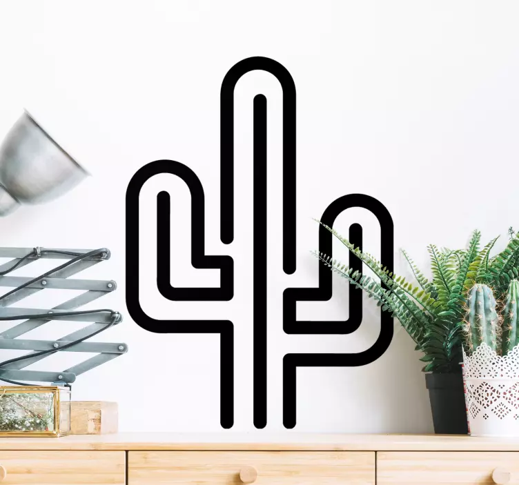Autocolant cu natură formă de cactus stilizat - TenStickers