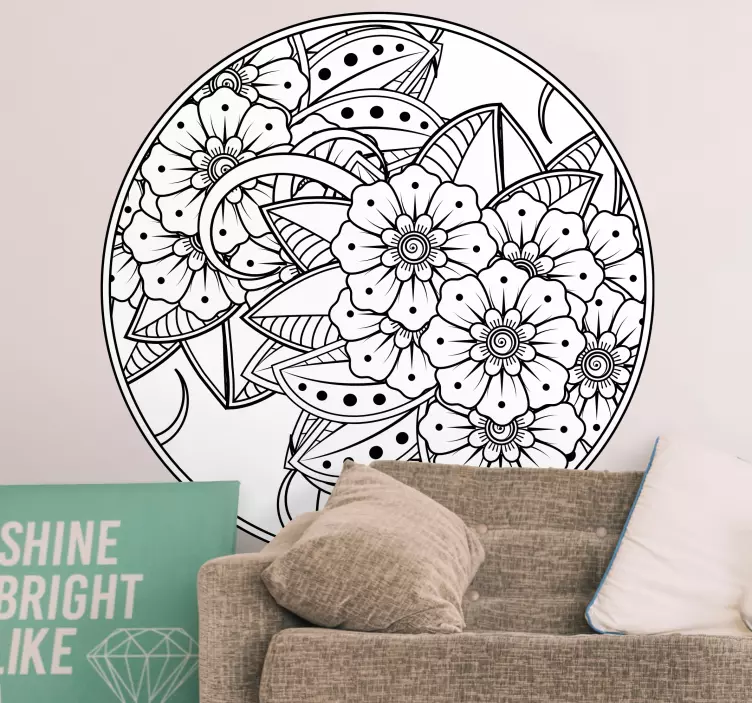 Autocolant cu flori model circular floral - TenStickers