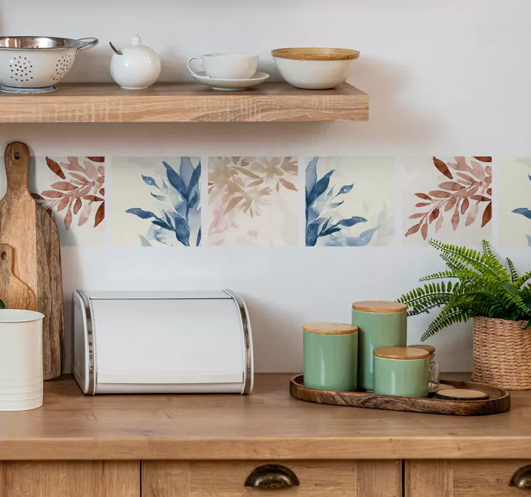 Autocolant pentru faianță model floral în acuarelă - TenStickers