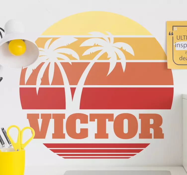 Autocolant cu natură silueta de palmier la apus - TenStickers