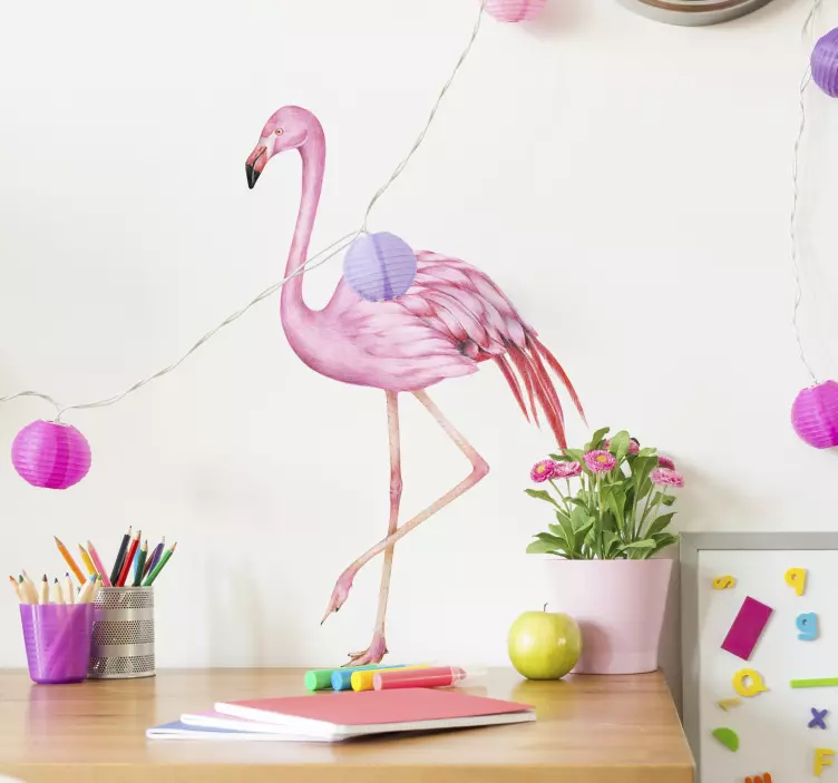 Autocolant cu pasăre figură flamingo roz - TenStickers