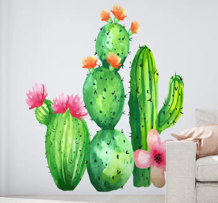 Autocolant cu plante aranjament floral cu cactuși - TenStickers