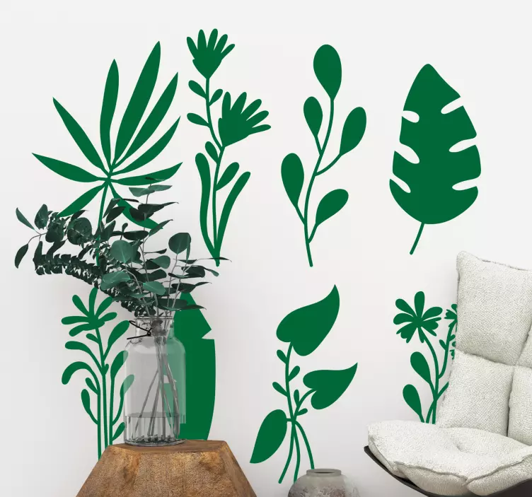Autocolant cu plante elemente elegante cu frunze - TenStickers
