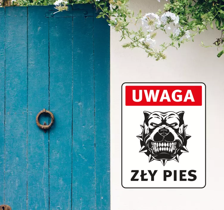 Decal pericol de semnalizare vinil câine - TenStickers