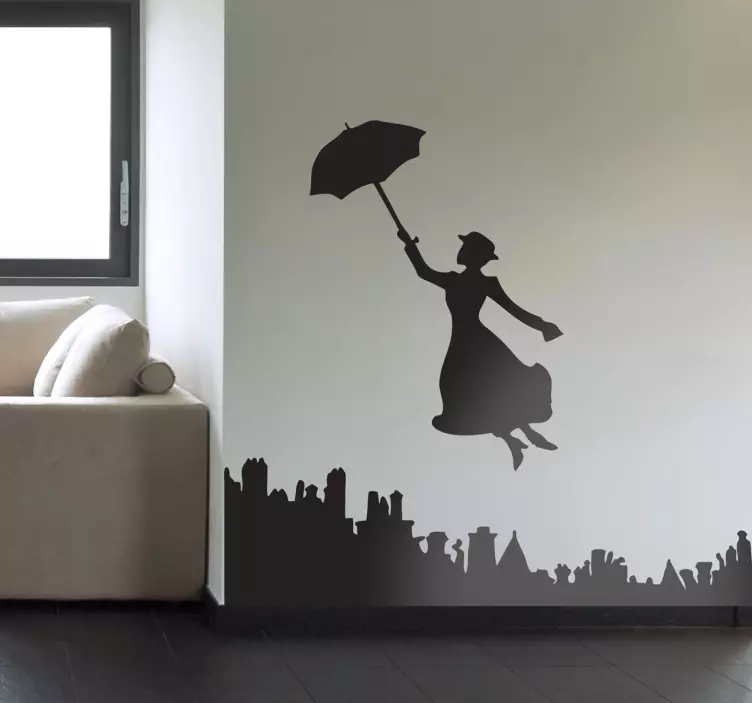 Autocolant cu silueta mary poppins - TenStickers