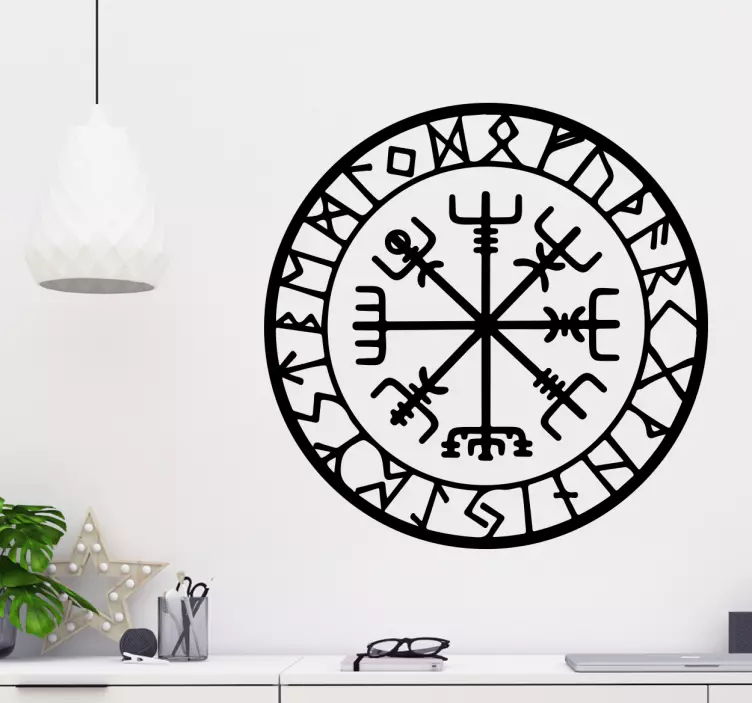 Autocolant viking busolă ornament - TenStickers