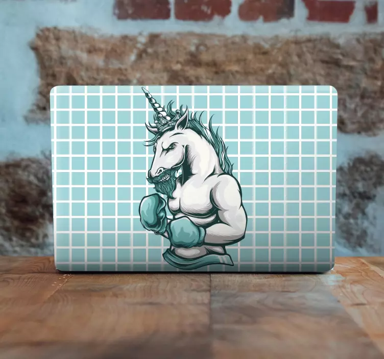 Antrenament gimnastică unicorn desene animate piele laptop - TenStickers