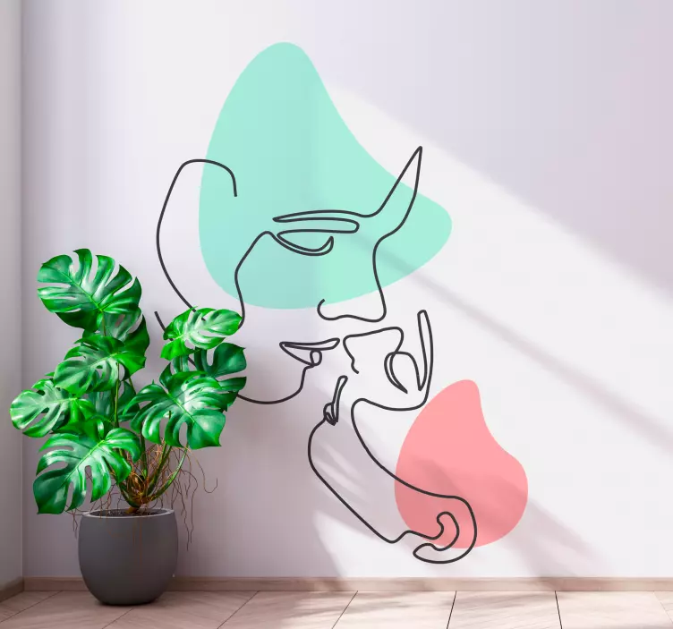 Autocolant de artă portret liniar minimalist - TenStickers