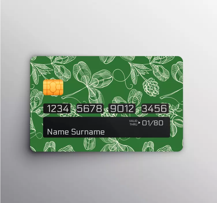 Decalcomanie carte de credit cu model de crenguță verde magnolie - TenStickers