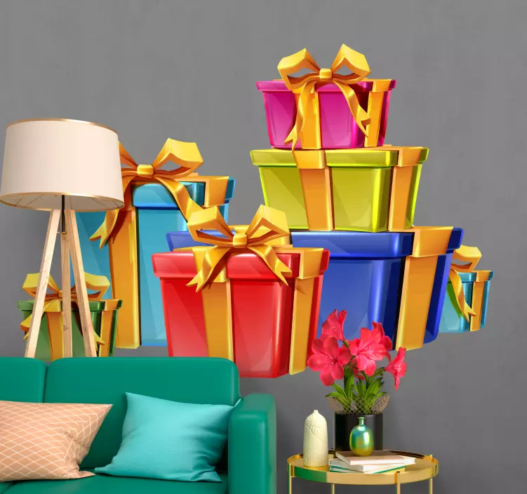 Autocolant de crăciun cutii de cadouri colorate - TenStickers