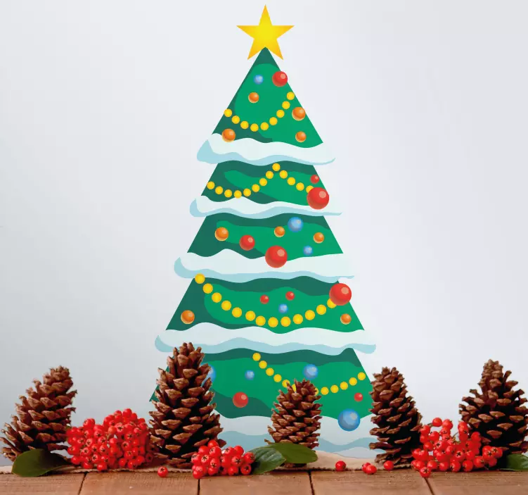 Autocolant de Crăciun decor de copac înzăpezit - TenStickers