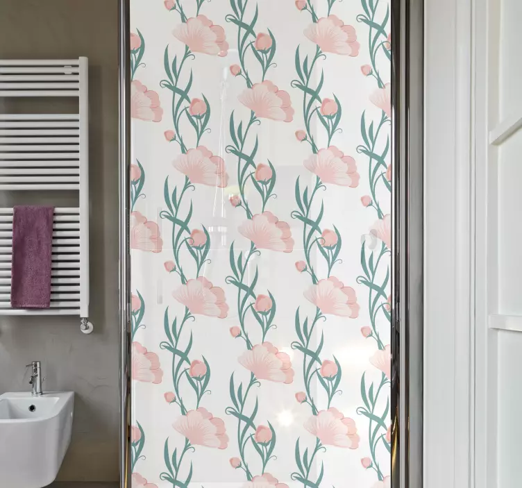 Autocolant cu ecran de duș cu flori de mac - TenStickers