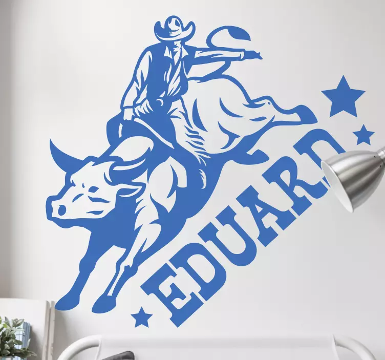 Autocolant de fotbal taur călare cowboy personalizat - TenStickers