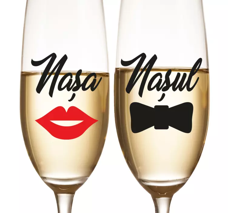 Naș și nașă autocolant elegant de nuntă - TenStickers