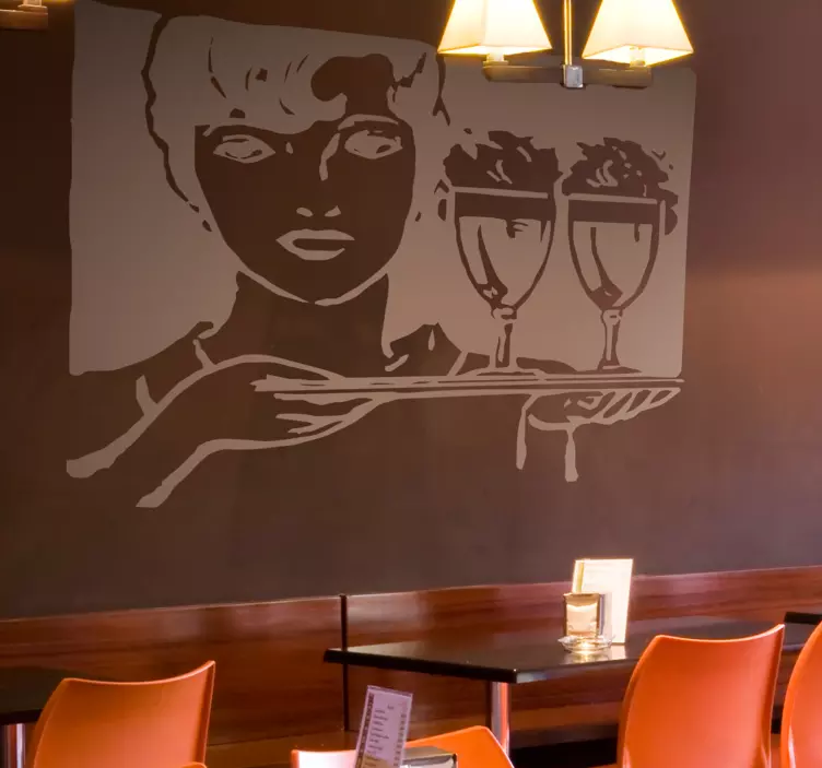 Autocolant de perete chelneriță restaurant - TenStickers