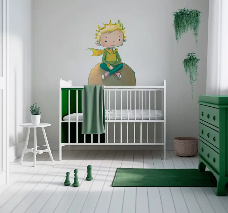 Autocolant de desene animate pentru copil care stă pe planetă - TenStickers