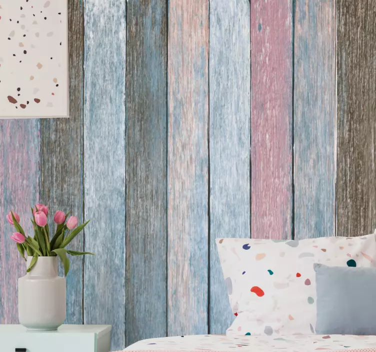 Autocolant rustic tipărit scânduri din lemn colorat - TenStickers